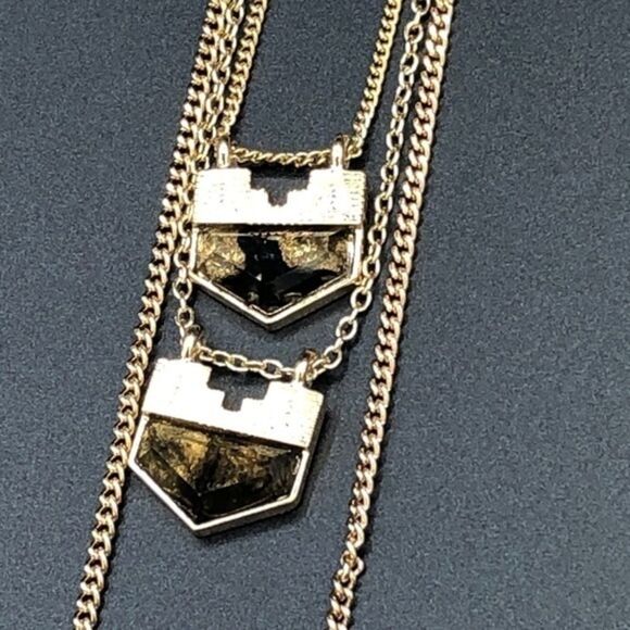 T&J Designed Stone Layered Necklace 18K Gold Plate - Picture 3 of 7